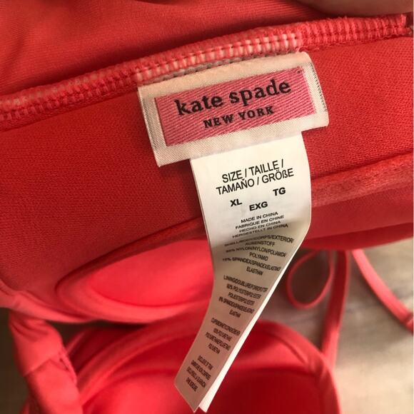 Kate spade coral pink underwire strapless bikini top retro twist style size XL - Picture 4 of 4